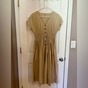 Madewell - Like New Size S Beige Button-Front Midi Dress